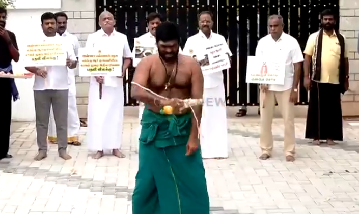 Tamil Nadu BJP president K Annamalai self-whips himself as a mark of protest to demand justice in the Anna University alleged sexual assault case.