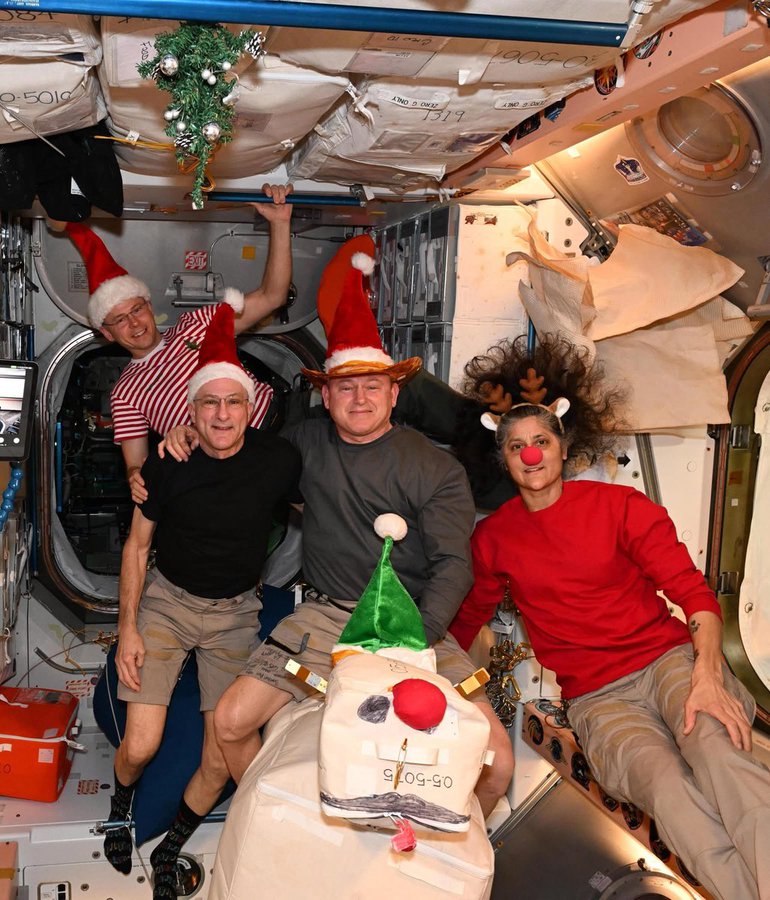 A festive photo posted by NASA of stranded astronaut Sunita “Suni” Williams is raising questions about their space timeline. Suni was spotted alongside American astronaut Don Pettit donning Santa hats, with some followers questioning how they received the accessories.