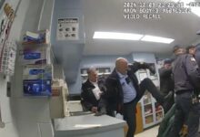 This image provided by the New York State Attorney General office shows bodycam footage of correction officers beating a handcuffed man, Robert Brooks, 43, at the Marcy Correctional Facility in Oneida County,New York ., on Dec. 9, 2024.