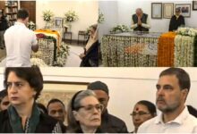 Prime Minister pays tribute to Dr. Manmohan Singh at his residence on December 27, 2024. rahul gandhi and priyanka gandhi