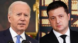 US President JoeBiden and Ukraine Volodymyr Zelenskyy